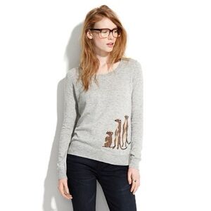 Wallace by Madewell Meerkat Graphic Sweater Size S 100% Cotton Gray